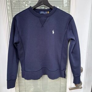 Polo Ralph Lauren XS Blue Label Sweatshirt Crewneck White Embroidered Pony EUC